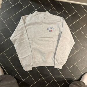 Parker Heather Gray Sweatshirt with Blue Accent